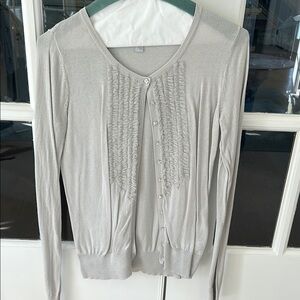 Old Navy Light Gray Cardigan Fringe accent XS🌿